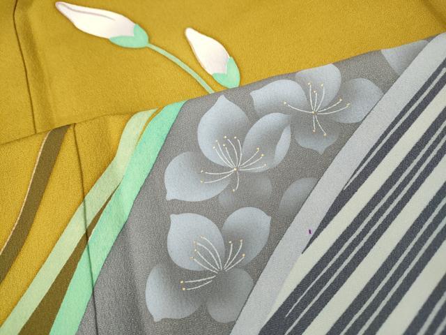 平和屋着物●小振袖　二尺袖　舞花文　暈し染め　金彩　正絹　逸品　CABL8516ut