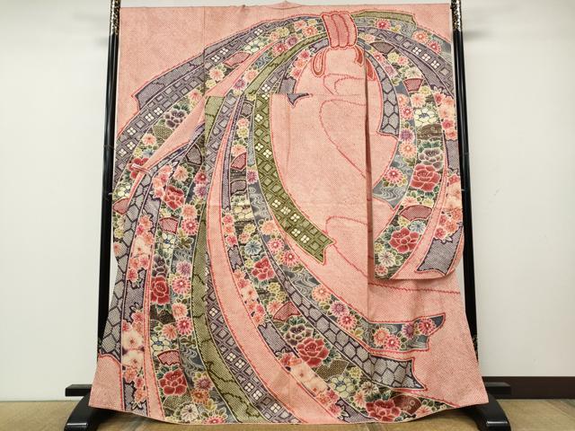 平和屋着物●豪華振袖　総絞り　束ね熨斗花文　金彩　正絹　逸品　CABL8525ut