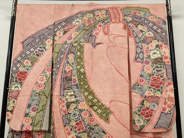 平和屋着物●豪華振袖　総絞り　束ね熨斗花文　金彩　正絹　逸品　CABL8525ut