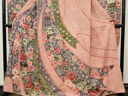 平和屋着物●豪華振袖　総絞り　束ね熨斗花文　金彩　正絹　逸品　CABL8525ut
