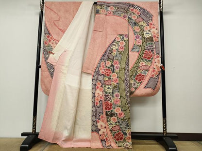 平和屋着物●豪華振袖　総絞り　束ね熨斗花文　金彩　正絹　逸品　CABL8525ut
