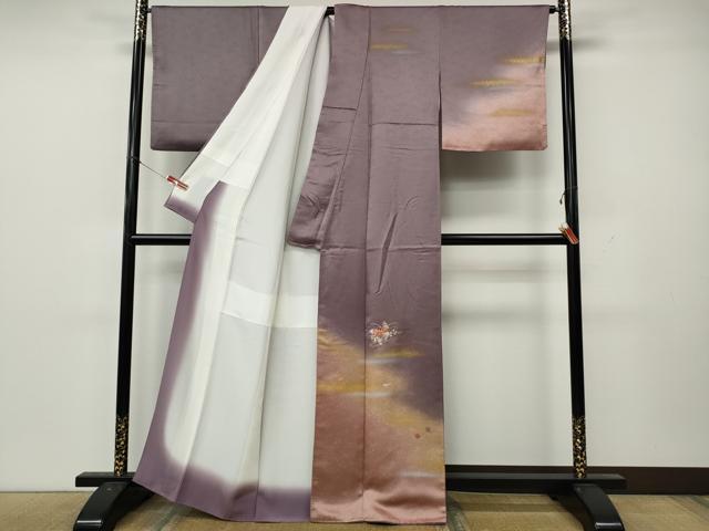 平和屋着物●訪問着　総刺繍　駒刺繍　花筏　暈し染め　金銀彩　正絹　逸品　CABL8529ut