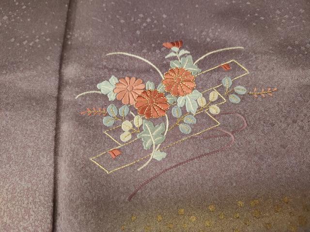 平和屋着物●訪問着　総刺繍　駒刺繍　花筏　暈し染め　金銀彩　正絹　逸品　CABL8529ut