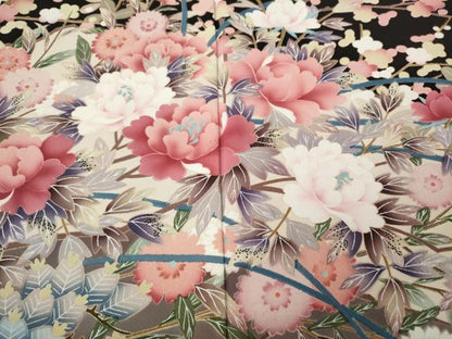 平和屋着物●豪華黒留袖　作家物　草花文　正絹　逸品　CABL8533ut
