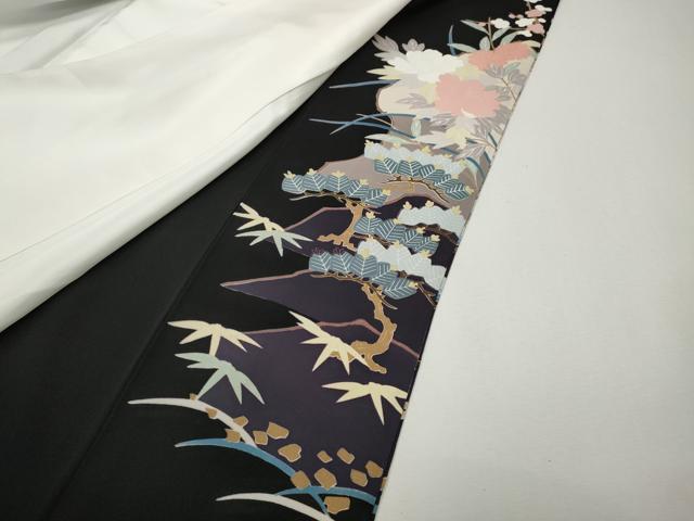 平和屋着物●豪華黒留袖　作家物　草花文　正絹　逸品　CABL8533ut