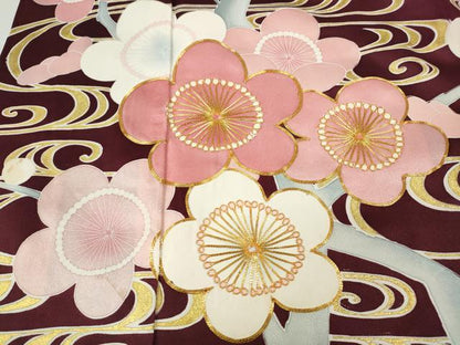 平和屋着物●豪華振袖　駒刺繍　流水枝梅文　暈し染め　金彩　正絹　逸品　CABL8542ut