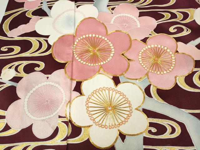 平和屋着物●豪華振袖　駒刺繍　流水枝梅文　暈し染め　金彩　正絹　逸品　CABL8542ut