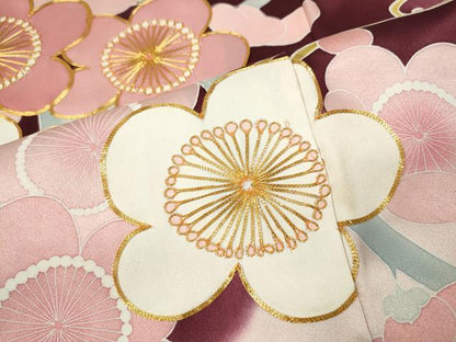 平和屋着物●豪華振袖　駒刺繍　流水枝梅文　暈し染め　金彩　正絹　逸品　CABL8542ut