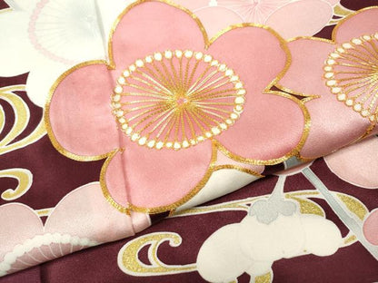 平和屋着物●豪華振袖　駒刺繍　流水枝梅文　暈し染め　金彩　正絹　逸品　CABL8542ut