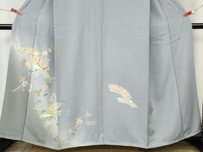 平和屋着物●訪問着　地紙枝花文　暈し染め　正絹　逸品　CABL8543ut