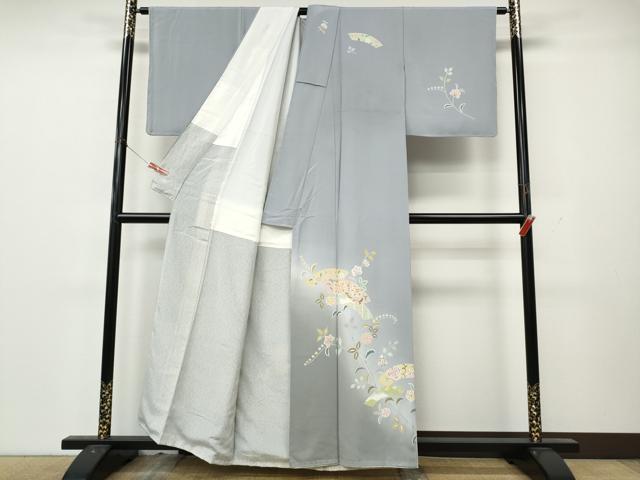 平和屋着物●訪問着　地紙枝花文　暈し染め　正絹　逸品　CABL8543ut