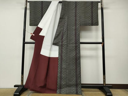 平和屋着物●本場大島紬　7マルキ　網目吉祥文　正絹　逸品　CABL8549ut