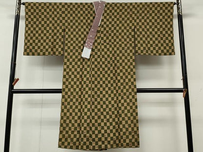 平和屋着物●長襦袢　無双仕立て　市松舞花文　正絹　逸品　CABL8550ut