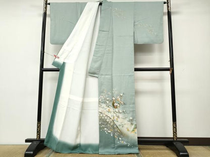 平和屋着物●訪問着　螺鈿　雪輪短冊枝花文　暈し染め　金彩　正絹　逸品　CABL8558ut