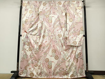 平和屋着物●豪華振袖　源氏車扇面花文　金彩　鈴乃屋扱い　正絹　逸品　CABL8569ut