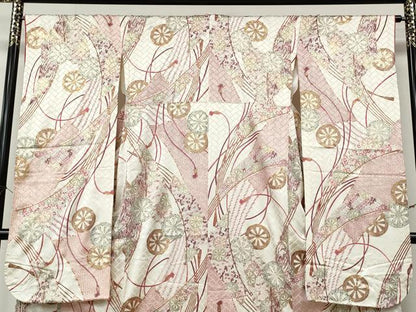 平和屋着物●豪華振袖　源氏車扇面花文　金彩　鈴乃屋扱い　正絹　逸品　CABL8569ut