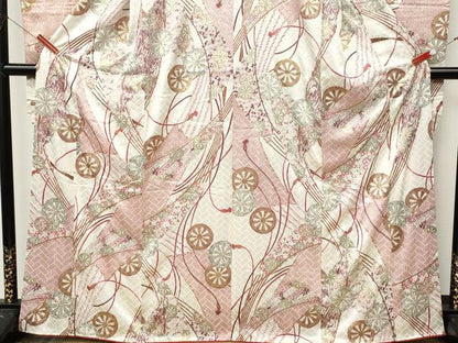 平和屋着物●豪華振袖　源氏車扇面花文　金彩　鈴乃屋扱い　正絹　逸品　CABL8569ut