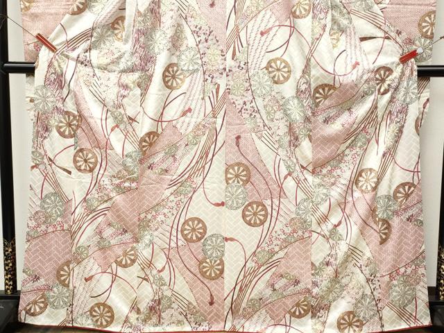 平和屋着物●豪華振袖　源氏車扇面花文　金彩　鈴乃屋扱い　正絹　逸品　CABL8569ut
