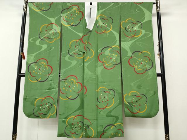 平和屋着物●振袖用長襦袢　袷　舞梅文　金彩　正絹　逸品　未使用　CABL8572ut