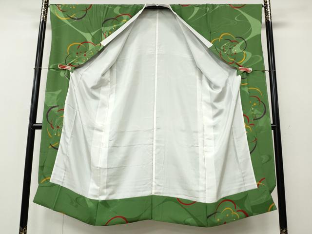 平和屋着物●振袖用長襦袢　袷　舞梅文　金彩　正絹　逸品　未使用　CABL8572ut
