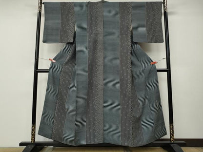 平和屋着物●染色作家　斉藤三才　小紋　舞桜文　正絹　逸品　CABL8575ut