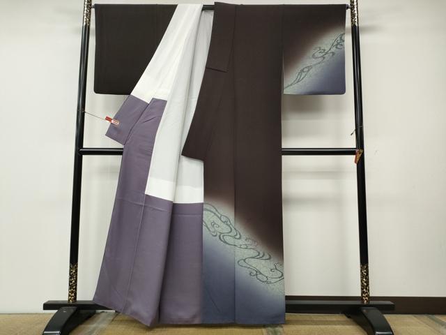 平和屋着物●訪問着　流水文　暈し染め　銀彩　正絹　逸品　CABL8577ut