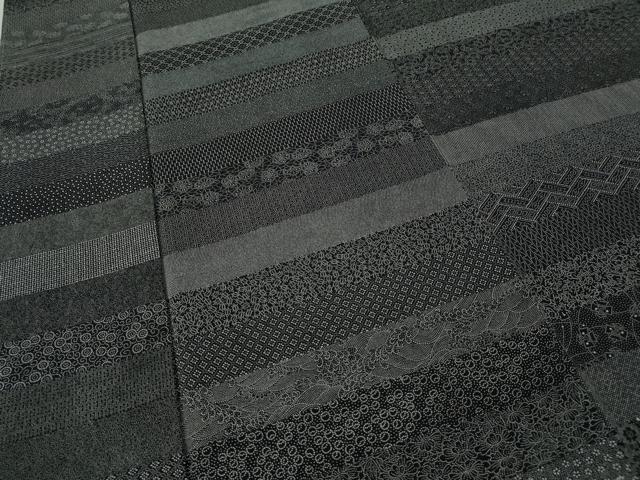 平和屋着物●伝統工芸士 砂川健一　江戸小紋　百柄　黒地　正絹　逸品　未使用　CABL8584ut