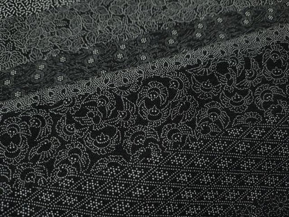 平和屋着物●伝統工芸士 砂川健一　江戸小紋　百柄　黒地　正絹　逸品　未使用　CABL8584ut