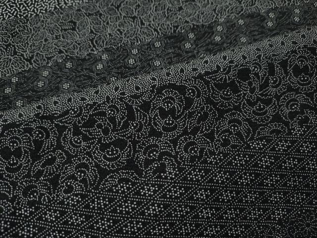 平和屋着物●伝統工芸士 砂川健一　江戸小紋　百柄　黒地　正絹　逸品　未使用　CABL8584ut