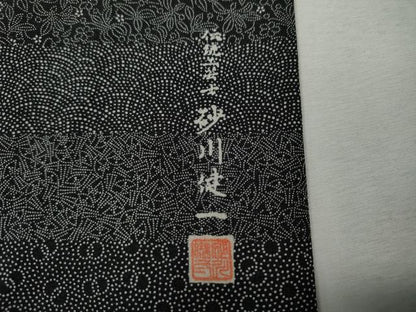 平和屋着物●伝統工芸士 砂川健一　江戸小紋　百柄　黒地　正絹　逸品　未使用　CABL8584ut