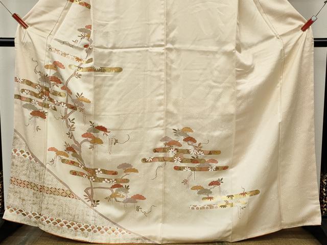 平和屋着物●訪問着　エ霞松花文　金彩　正絹　逸品　CABL8589ut