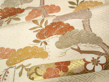 平和屋着物●訪問着　エ霞松花文　金彩　正絹　逸品　CABL8589ut
