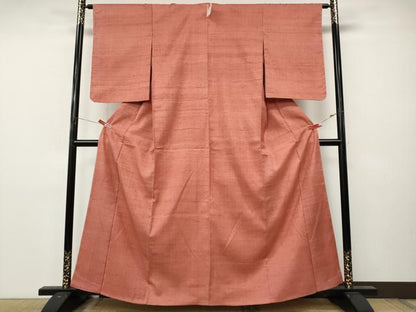 平和屋着物●結城紬　甚三紅色　正絹　逸品　未使用　CABL8602ut