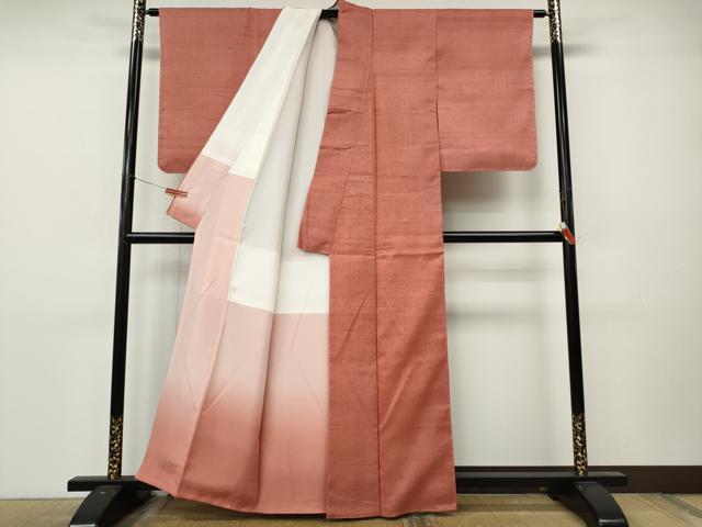 平和屋着物●結城紬　甚三紅色　正絹　逸品　未使用　CABL8602ut