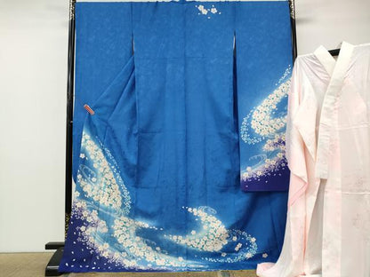 平和屋着物●豪華振袖・長襦袢セット　流水舞桜文　暈し染め　正絹　逸品　CABL8607ut