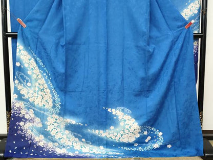 平和屋着物●豪華振袖・長襦袢セット　流水舞桜文　暈し染め　正絹　逸品　CABL8607ut