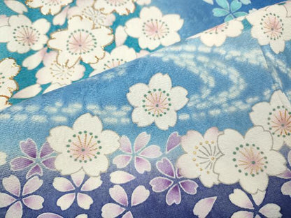 平和屋着物●豪華振袖・長襦袢セット　流水舞桜文　暈し染め　正絹　逸品　CABL8607ut