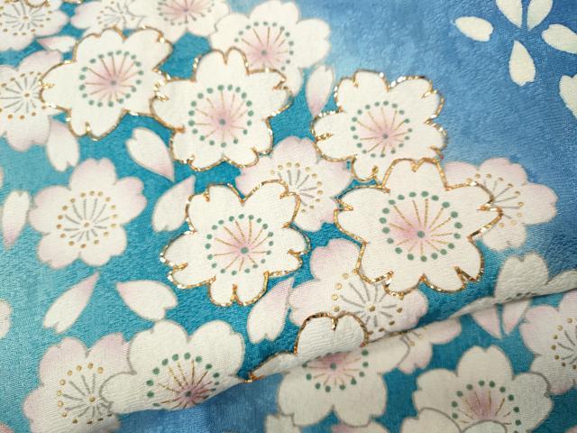 平和屋着物●豪華振袖・長襦袢セット　流水舞桜文　暈し染め　正絹　逸品　CABL8607ut