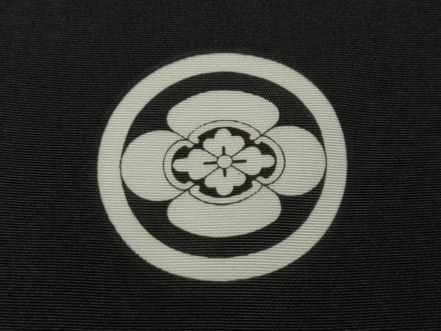 平和屋着物●男性　黒紋付・羽織セット　羽裏：風景文　正絹　逸品　CABL8610ut