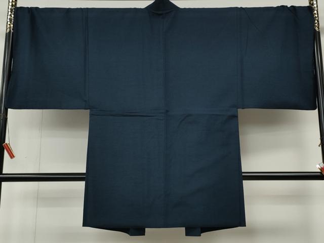平和屋着物●男性　紬　アンサンブル　留紺色　正絹　逸品　CABL8613ut