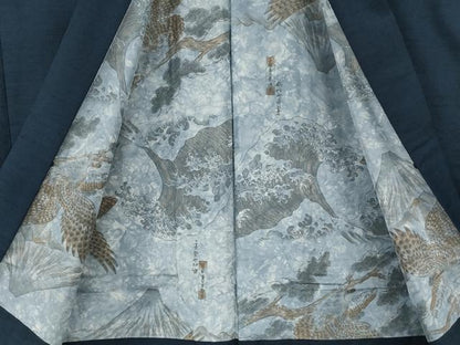 平和屋着物●男性　紬　アンサンブル　留紺色　正絹　逸品　CABL8613ut