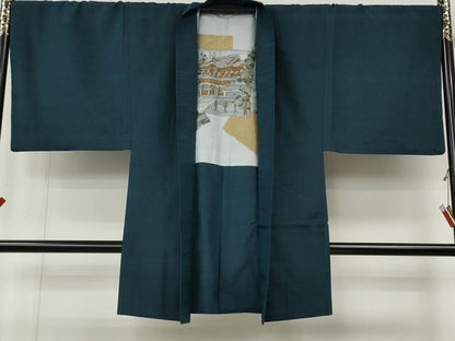 平和屋着物●男性　紬　アンサンブル　褐返色　正絹　逸品　CABL8615ut