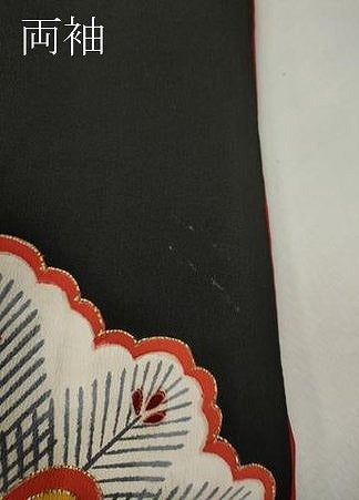 平和屋本店●アンティーク　大正ロマン　振袖　駒刺繍　扇面御所車花文　金彩　正絹　逸品　CABL8628ut