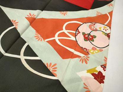 平和屋本店●アンティーク　大正ロマン　振袖　駒刺繍　鼓宝尽くし花文　金彩　正絹　逸品　CABL8632ut