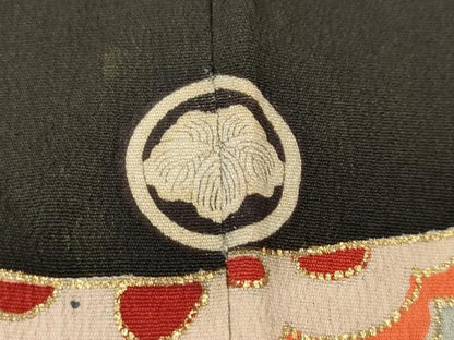 平和屋本店●アンティーク　大正ロマン　振袖　駒刺繍　鼓熨斗花文　金彩　正絹　逸品　CABL8634ut