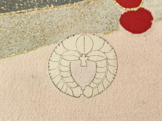 平和屋本店●アンティーク　大正ロマン　振袖　駒刺繍　草花文　金彩　正絹　逸品　CABL8635ut