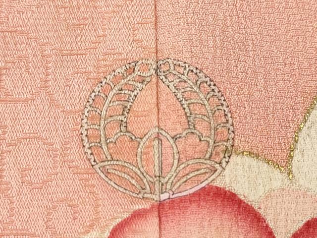 平和屋本店●アンティーク　大正ロマン　振袖　刺繍　貝合せ立波花文　金彩　正絹　逸品　CABL8636ut