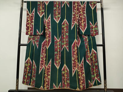 平和屋着物●アンティーク　大正ロマン　小紋　花唐草文　正絹　逸品　CABL8644ut