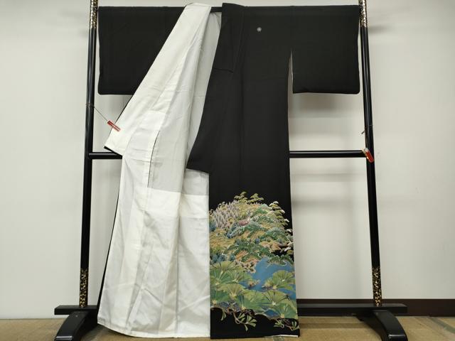 平和屋着物●豪華黒留袖　作家物　風景樹林文　正絹　逸品　CABL8674ut