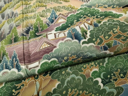 平和屋着物●豪華黒留袖　作家物　風景樹林文　正絹　逸品　CABL8674ut